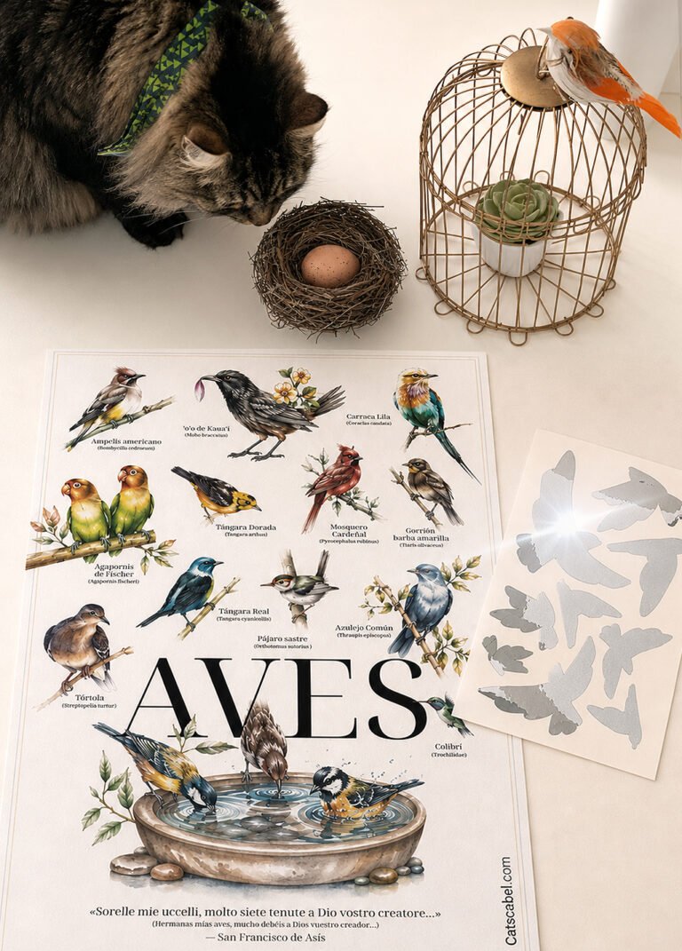 SALVAVIDAS DE PAJAROS Y AFICHE CATSCABEL